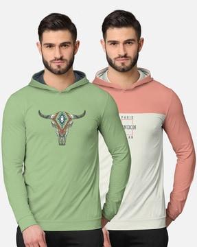 pack of 2 grapgic print hooded t-shirts