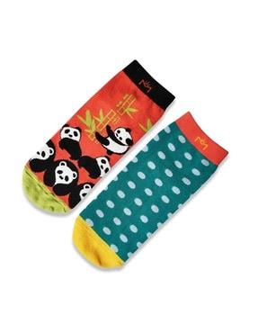 pack of 2 graphic print ankle-length socks