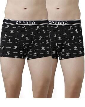 pack of 2 graphic print elasticated waist trunks