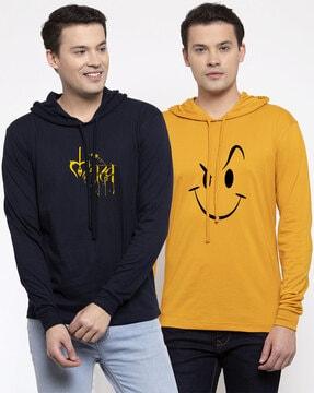 pack of 2 graphic print hooded t-shirt