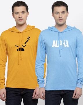 pack of 2 graphic print hooded t-shirt