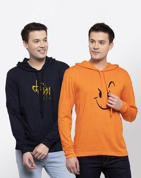 pack of 2 graphic print hooded t-shirt