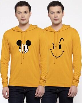 pack of 2 graphic print hooded t-shirt