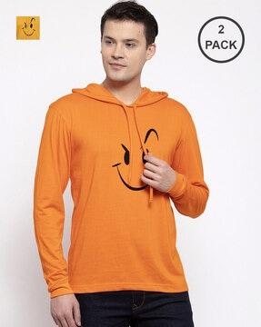 pack of 2 graphic print hooded t-shirt