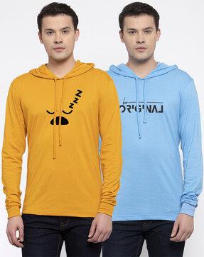 pack of 2 graphic print hooded t-shirt