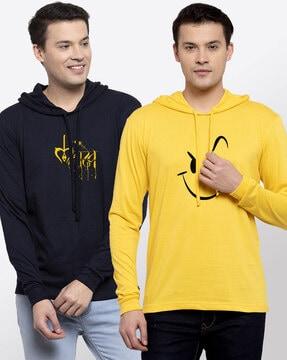 pack of 2 graphic print hooded t-shirt