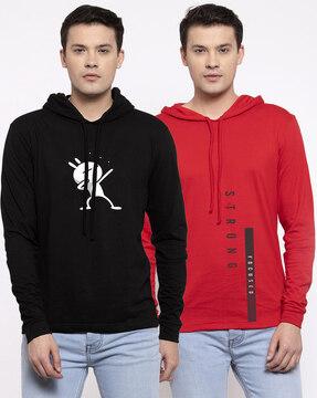 pack of 2 graphic print hooded t-shirt