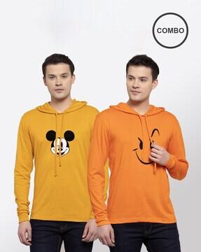 pack of 2 graphic print hooded t-shirt