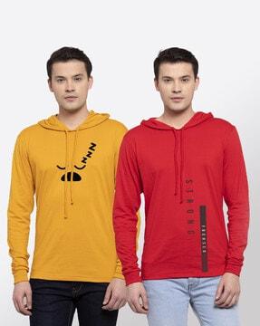 pack of 2 graphic print hooded t-shirt