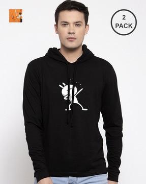 pack of 2 graphic print hooded t-shirt