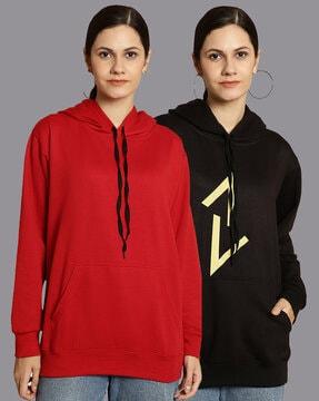 pack of 2 graphic print hoodies with kangaroo pockets