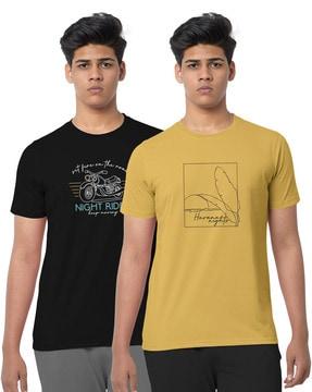 pack of 2 graphic print regular fit t-shirts