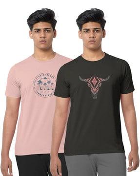 pack of 2 graphic print regular fit t-shirts