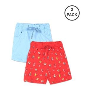 pack of 2 graphic print shorts with drawstring waist