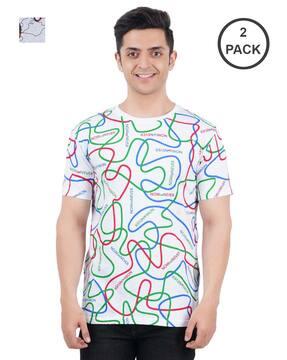 pack of 2 graphic print slim fit crew-neck t-shirts