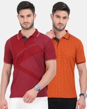 pack of 2 graphic print slim fit polo t-shirt