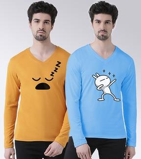 pack of 2 graphic print slim fit v-neck t-shirt