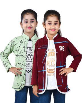 pack of 2 graphic print trenches t-shirt shrug with front open