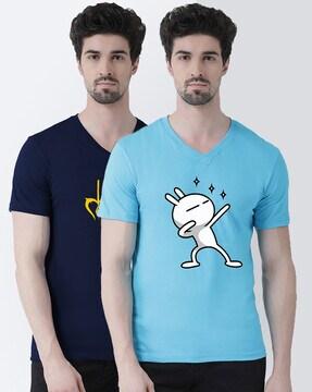 pack of 2 graphic print v-neck t-shirts