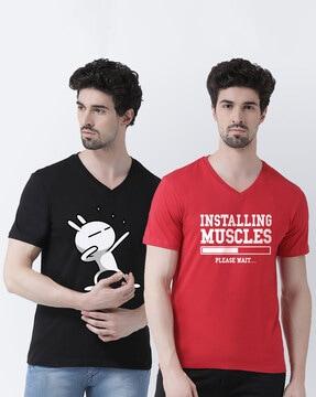 pack of 2 graphic print v-neck t-shirts