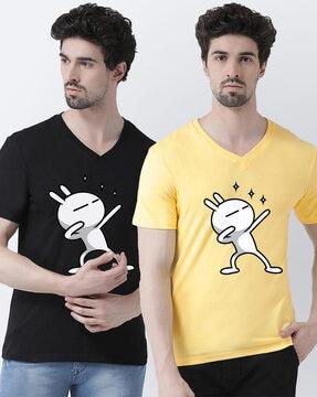 pack of 2 graphic print v-neck t-shirts