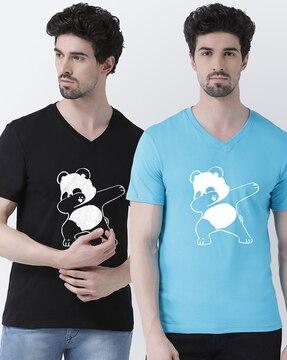 pack of 2 graphic print v-neck t-shirts