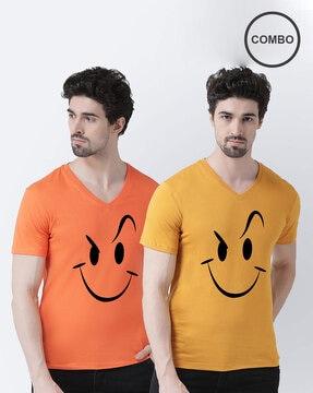 pack of 2 graphic print v-neck t-shirts