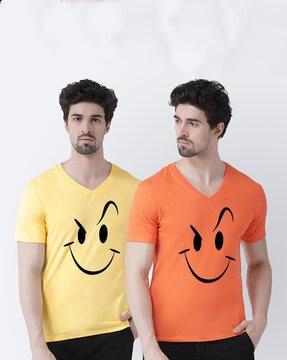 pack of 2 graphic print v-neck t-shirts