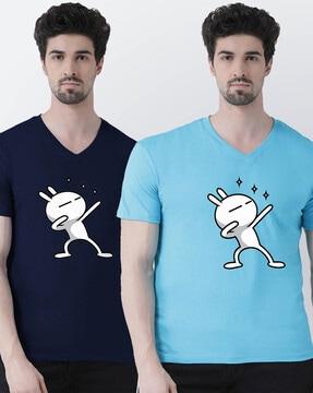 pack of 2 graphic print v-neck t-shirts