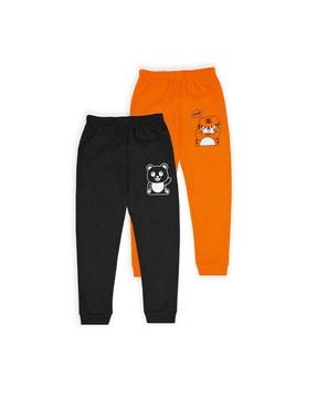 pack of 2 graphic printed straight track pants