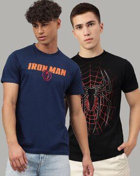 pack of 2 graphic regular fit t-shirt with round neck