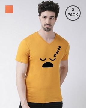 pack of 2 graphic regular fit v-neck t-shirt