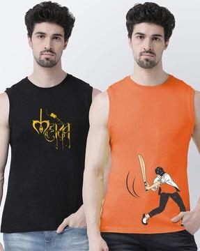 pack of 2 graphic sleeveless t-shirts