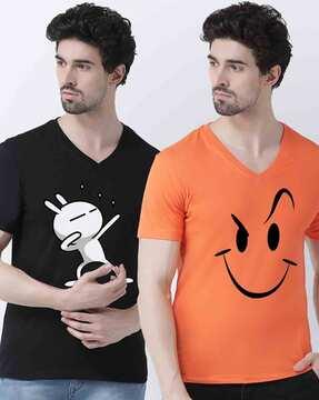 pack of 2 graphic v-neck t-shirt