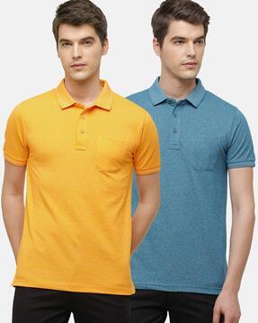 pack of 2 heathered slim fit polo t-shirts