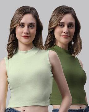 pack of 2 high-neck slim fit top