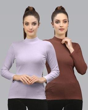 pack of 2 high-neck slim fit tops