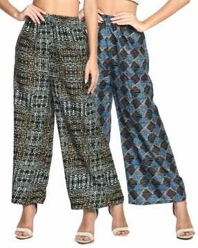 pack of 2 high-waist printed palazzos