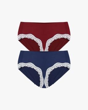 pack of 2 hipster panties with lace panels