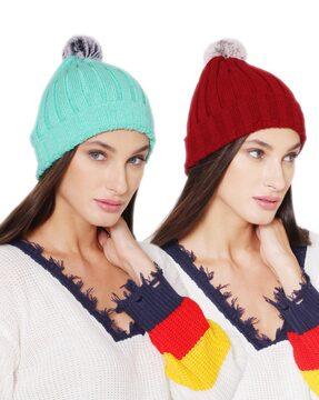 pack of 2 knitted beanie caps