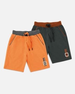 pack of 2 knitted bermudas with brand print