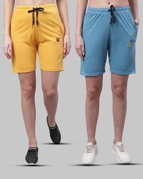 pack of 2 knitted shorts with elasticated drawstring  waist