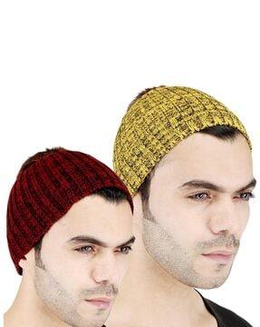 pack of 2 knitted woolen head wraps