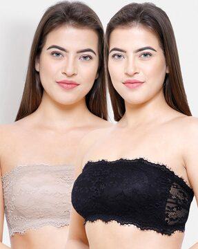 pack of 2 lace non-wired tube bras