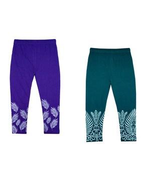 pack of 2 leaf print ankle-length leggings