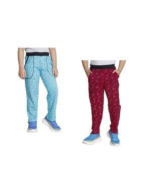 pack of 2 leaf print high-rise straight track pants