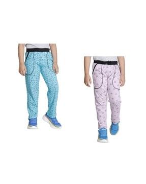 pack of 2 leaf print high-rise straight track pants