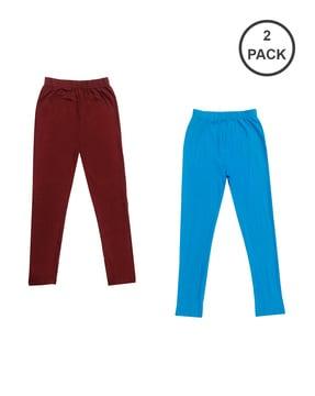 pack of 2 leggings with elasticated waist