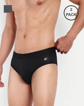 pack of 2 logo print briefs with elasticated waist