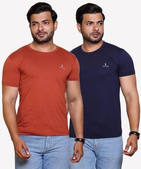 pack of 2 logo print t-shirt with round neck